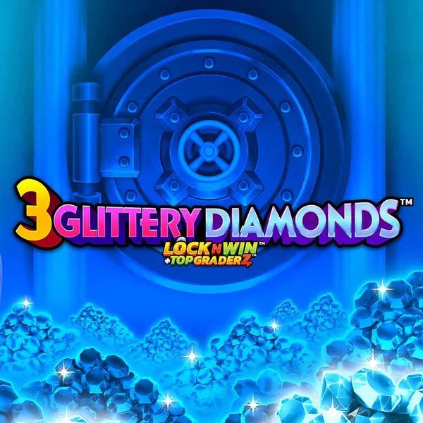 3 Glittery Diamonds slot logo by PearFiction Studios at Playfina Casino3 Glittery Diamonds
