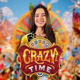 Crazy Time slot logo by Evolution at Playfina CasinoCrazy Time