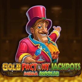 Gold Factory Jackpots Mega Moolah online game logo by Aurum Signature Studios on playfinaa.eu