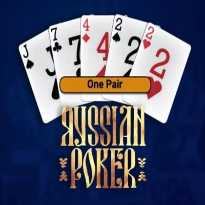 Russian Poker slot logo by OneTouch Games at Playfina CasinoRussian Poker